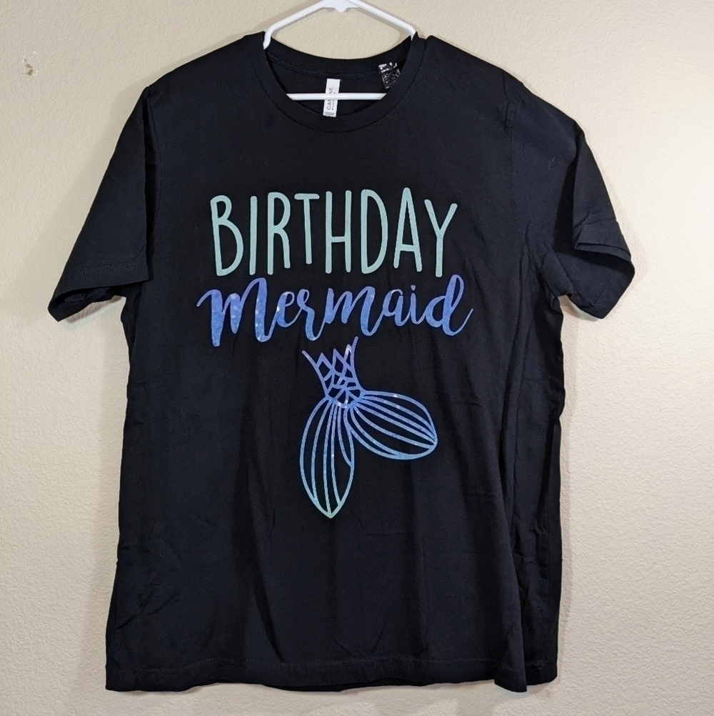 Birthday Mermaid Black Tshirt